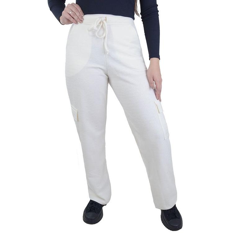 Calça Feminina Giraffe Cargo Wide Leg Off White - 32657 - Calça